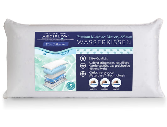 Mediflow Elite Wasserkissen aus Memoryschaum mit kühlendem Gel (2 Größen)