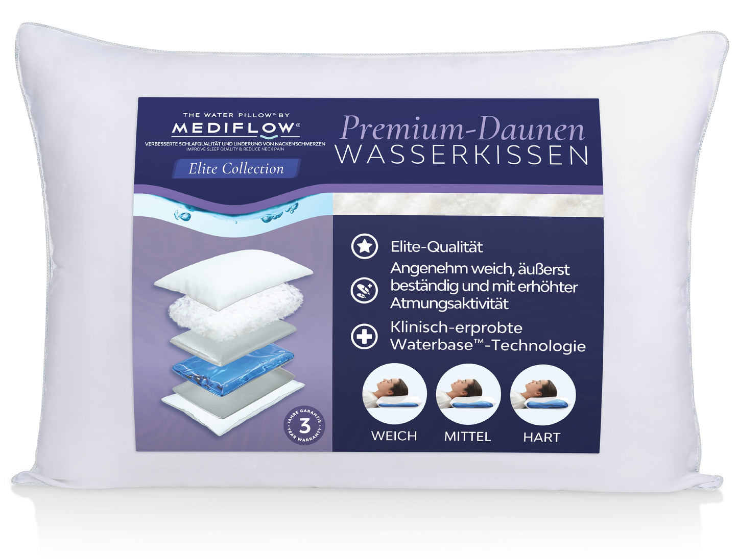 Mediflow Elite Wasserkissen aus Daunen (2 Größen)