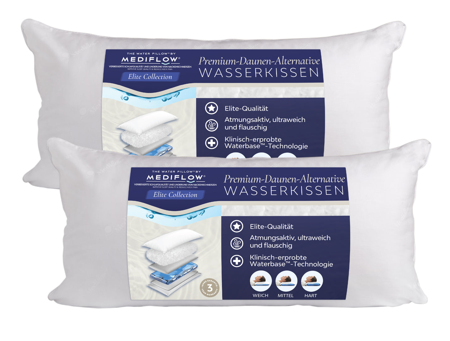 Mediflow Elite Wasserkissen aus Daunenersatz (2 Größen)