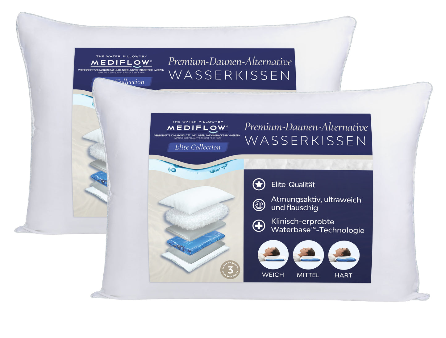 Mediflow Elite Wasserkissen aus Daunenersatz (2 Größen)