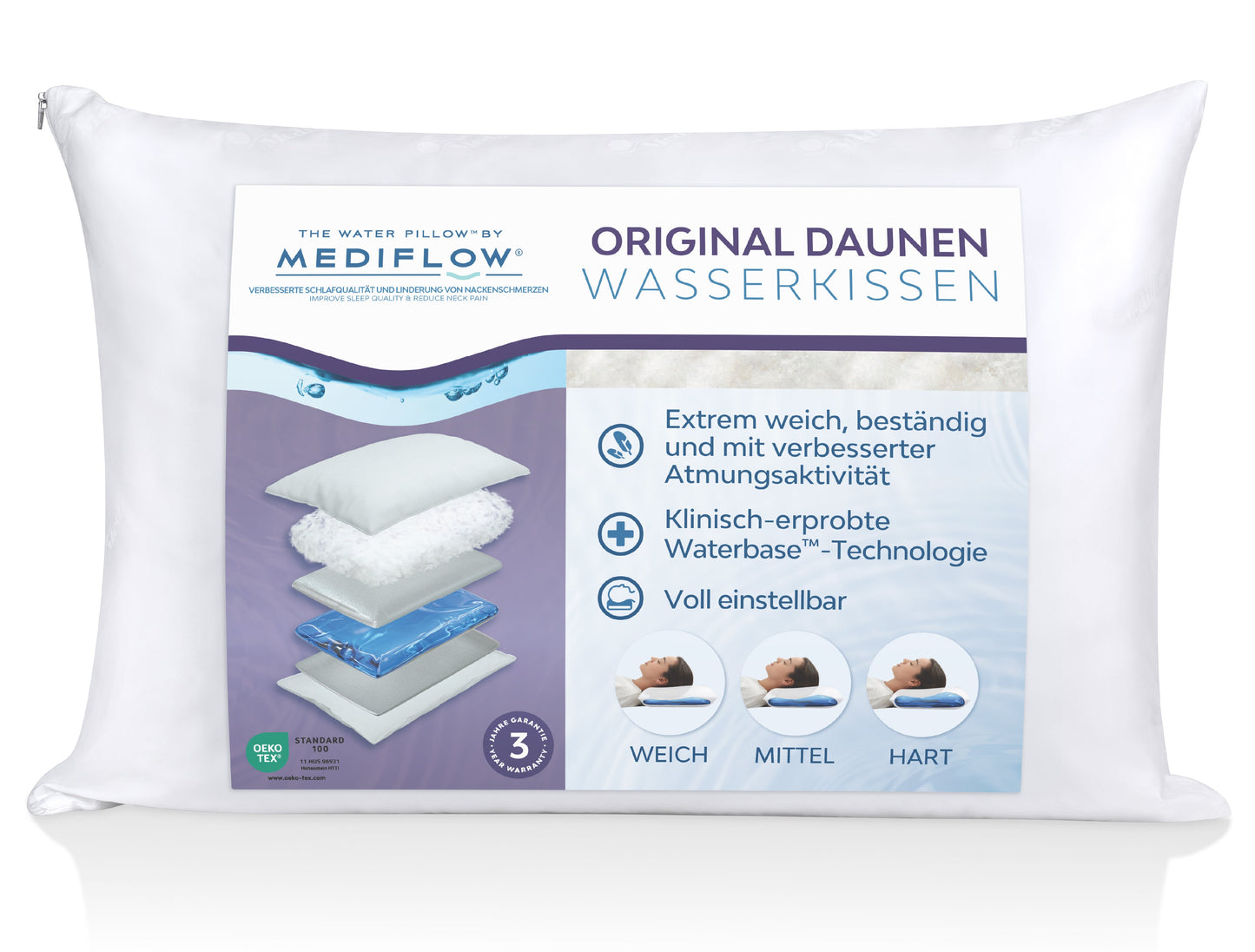 Mediflow Original Daunen-Wasserkissen (2 Größen)
