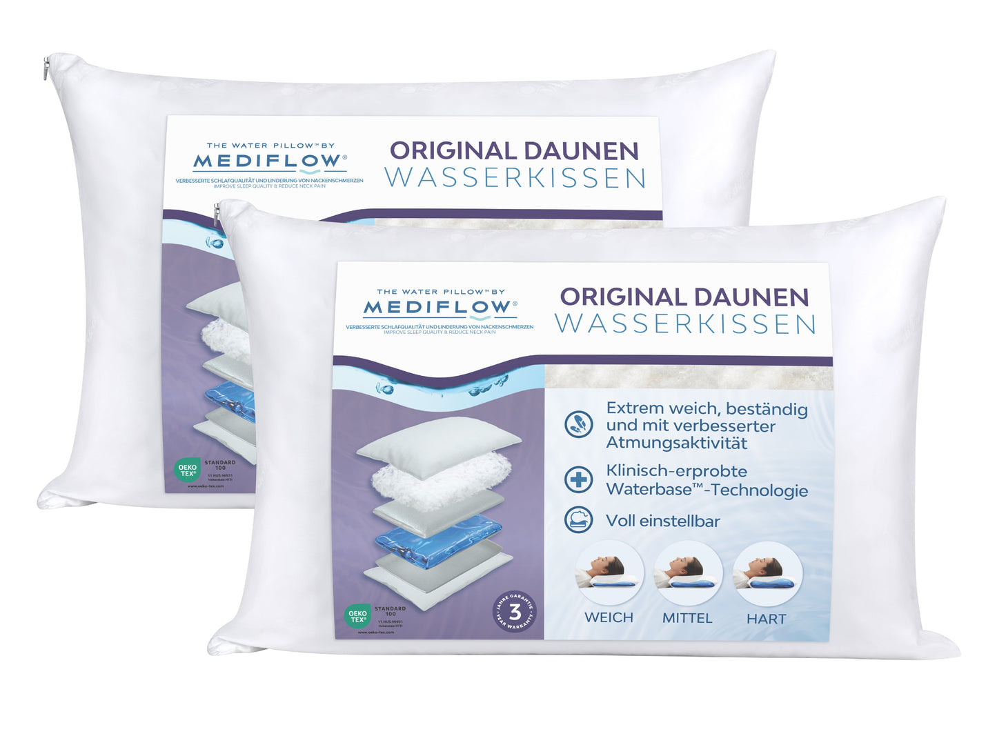 Mediflow Original Daunen-Wasserkissen (2 Größen)