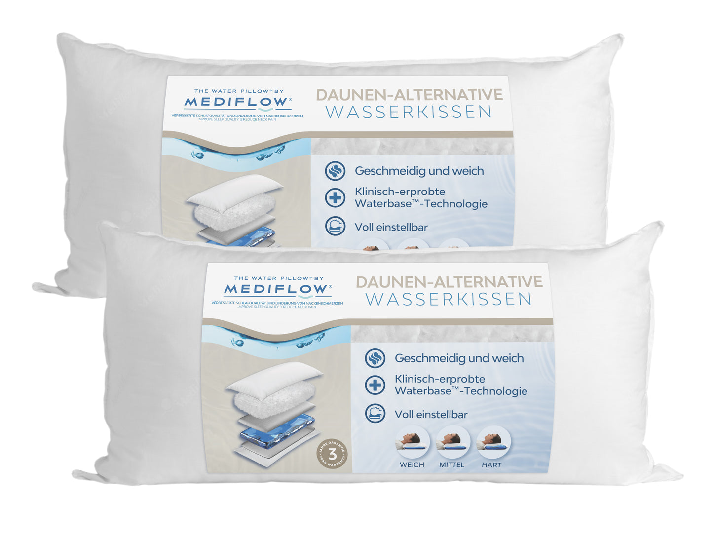 Mediflow Original Wasserkissen aus Daunenersatz (2 Größen)