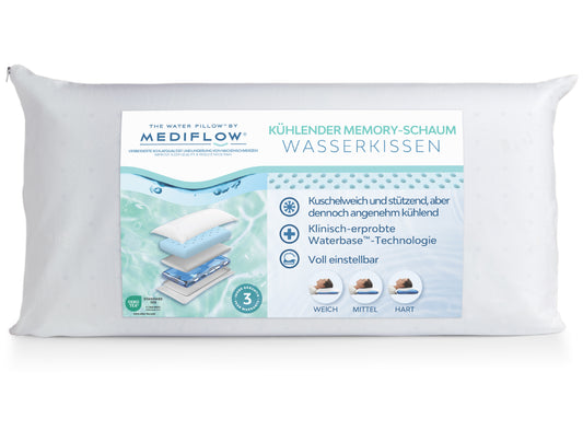 Mediflow Original Wasserkissen aus Memoryschaum mit kühlendem Gel (2 Größen)