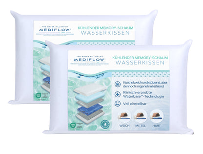 Mediflow Original Wasserkissen aus Memoryschaum mit kühlendem Gel (2 Größen)