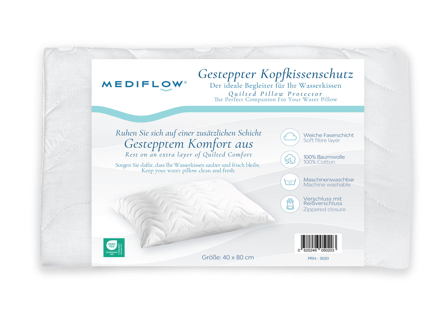 Mediflow Gesteppter Kopfkissenbezug (2 Größen)
