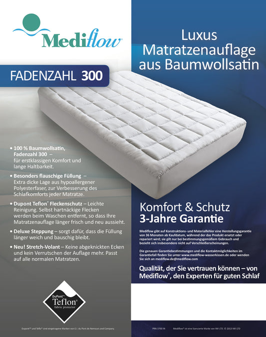Luxus Matratzenauflage mit extra dicker Komfort-Steppung
